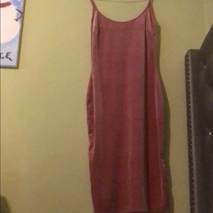 Pink, velvet, midi dress